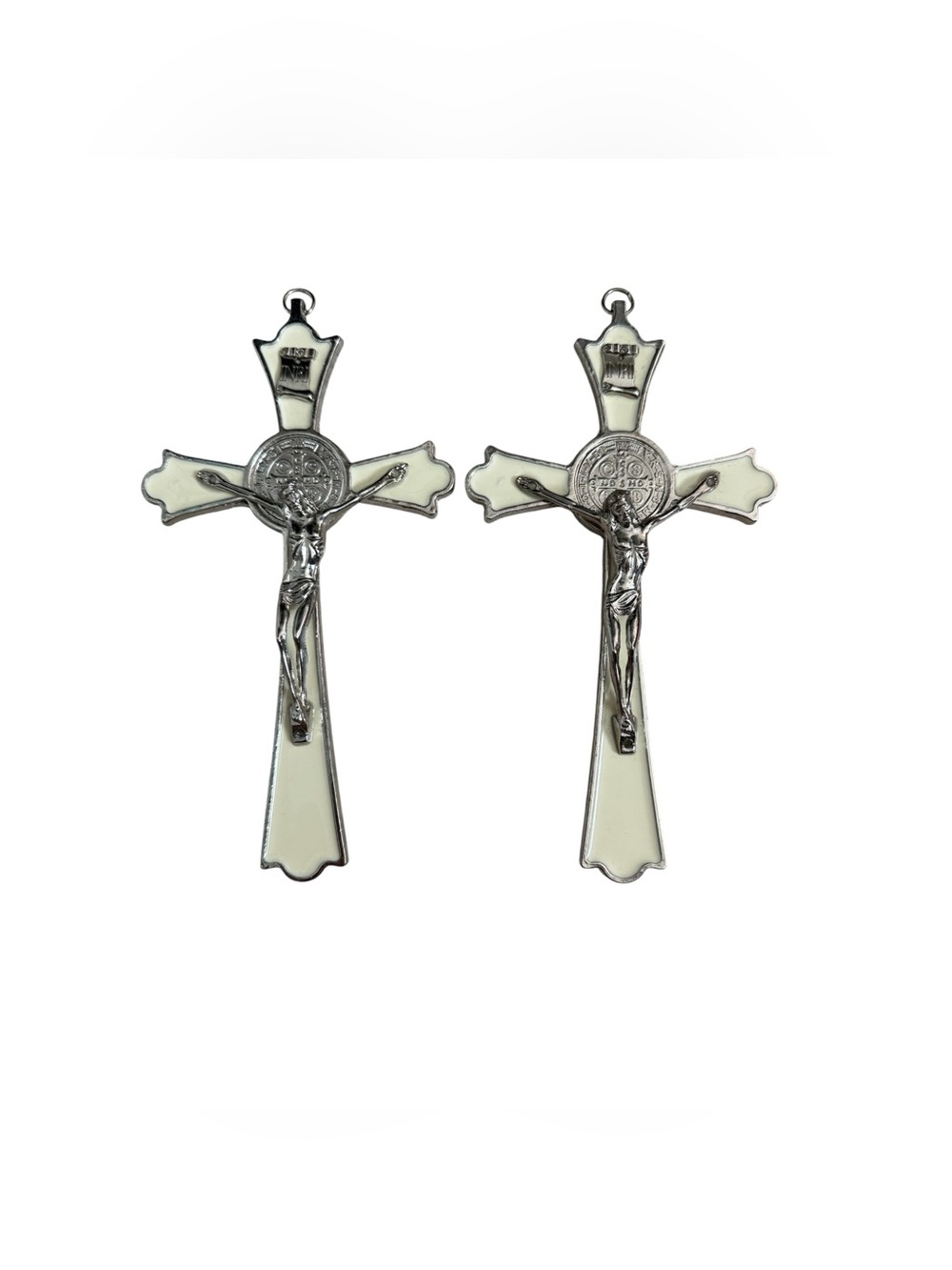 Saint Benedict Enamel Crucifix • Set Of 2 • Wall Cross Metal Wall Art-8” Cross